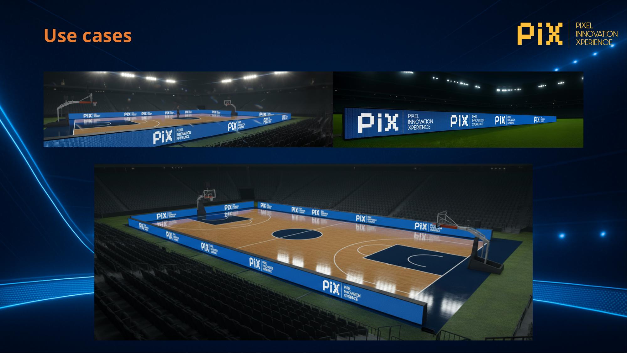 Use cases – football, basketball, indoor sports court perimeter displays